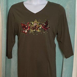 Catherines Olive Green Jersey Shirt, Size 1XL